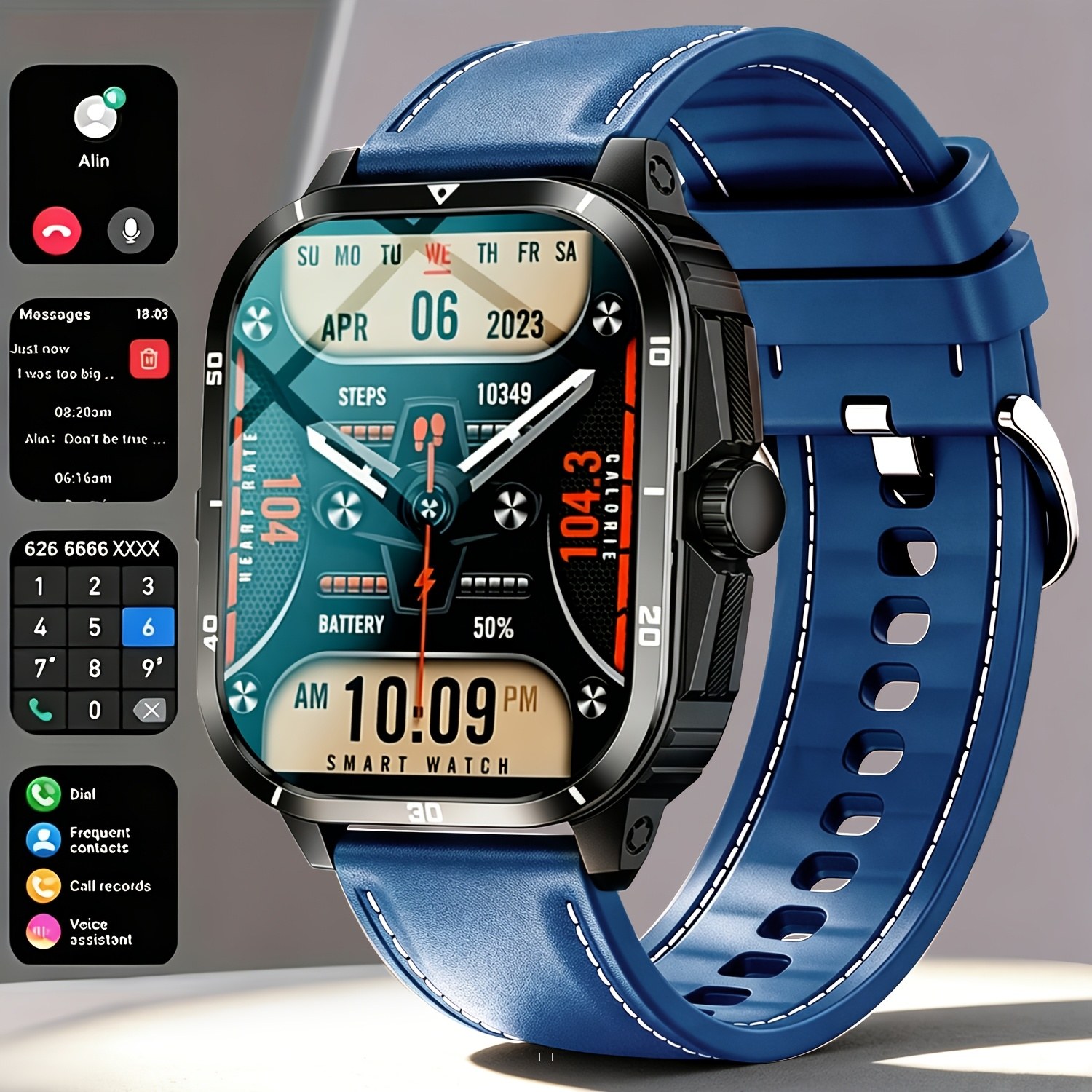 Bracelet Connecté Intelligent Homme Appels Messages Multisport Suivi Activité Compatible iOS Android Écran Tactile USB