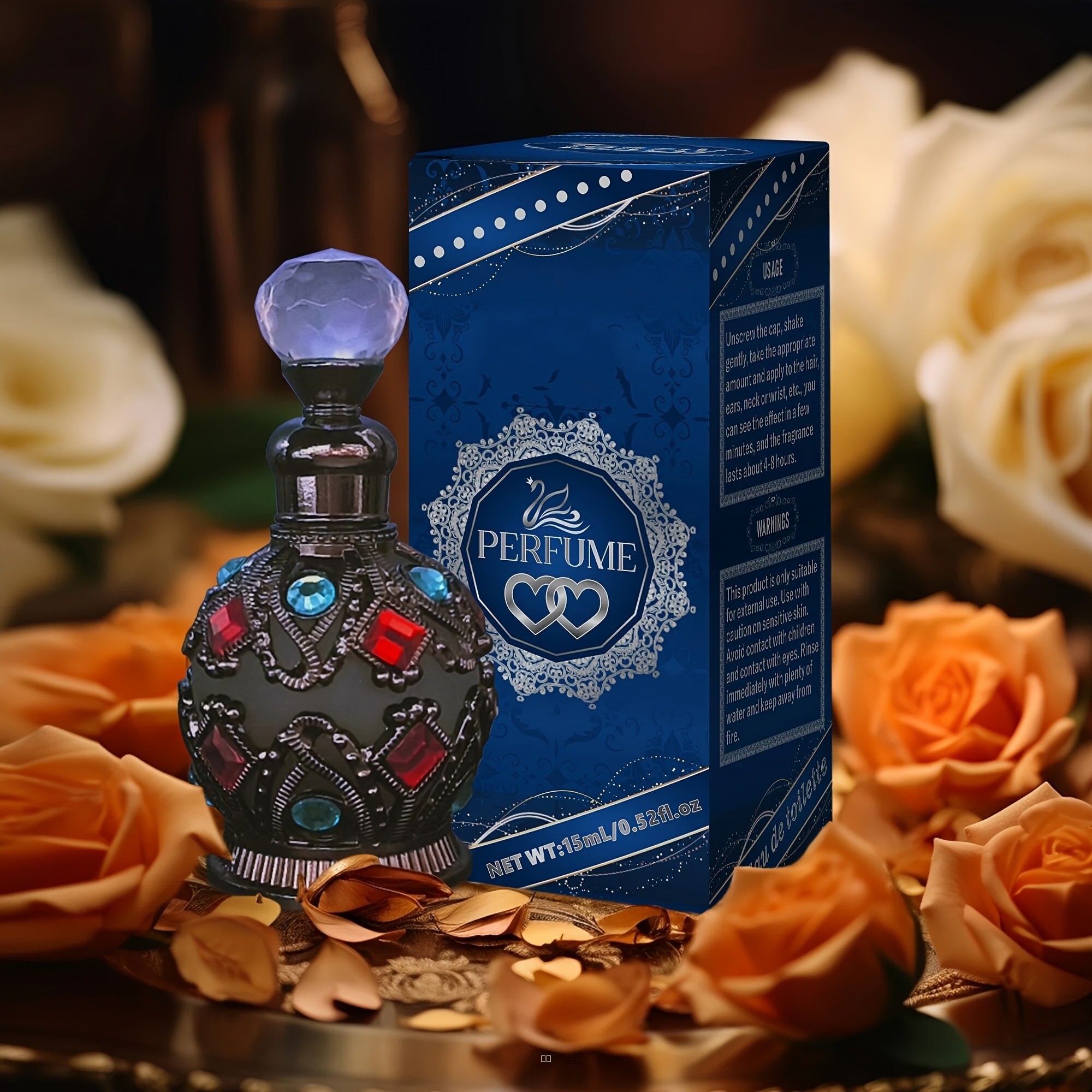 Huile de Parfum Femme Orientale Rose Vanille Bois - Fragrance Arabesque Longue Tenue Élégante