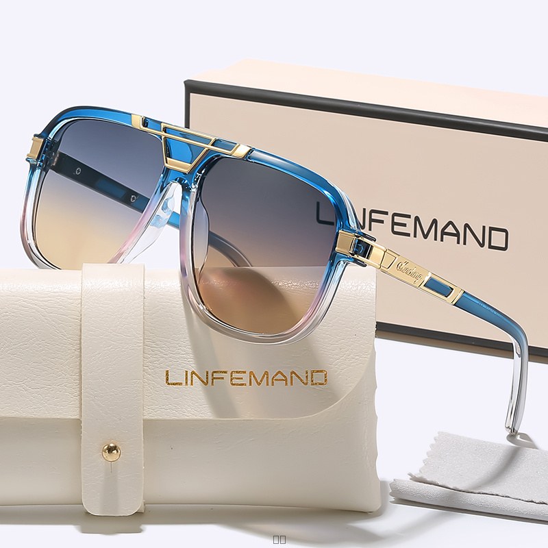 Lunettes de Soleil Surdimensionnées Femme Homme - Verres Dégradés Double Bridge - Style Rétro Plage Voyage