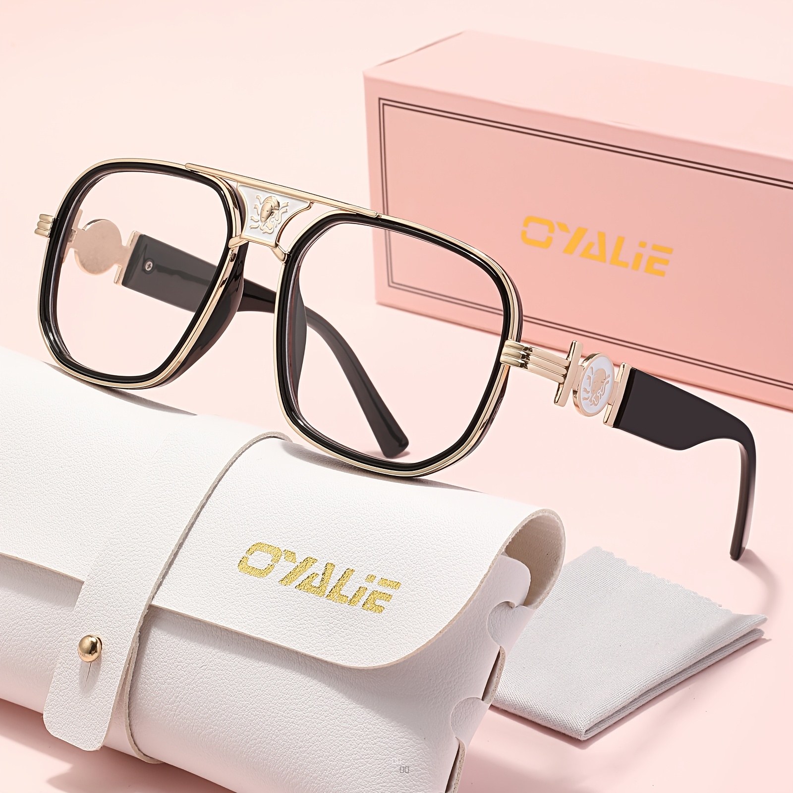 Lunettes de Vue Rétro Femme Monture Surdimensionnée Cuivre Ornements Métal Style Vintage