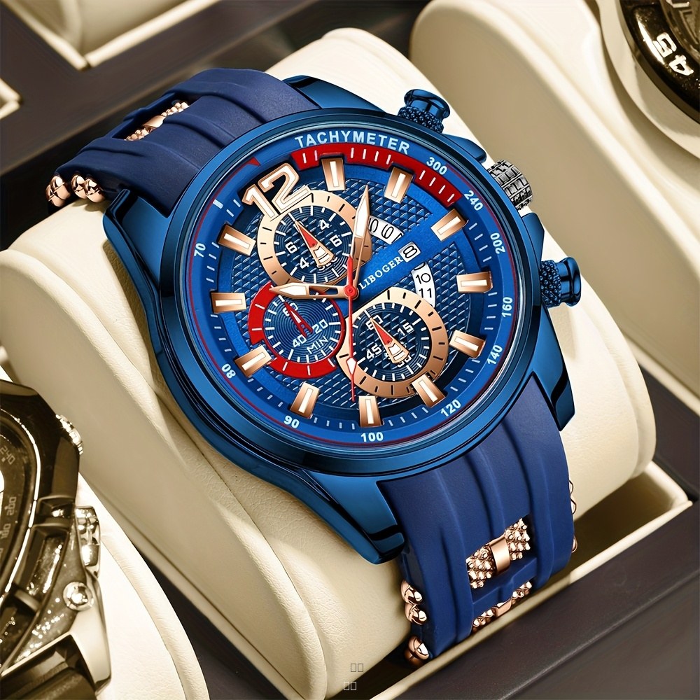 Montre Homme Analogique Quartz Cadran Rond Bracelet Élégant Calendrier Date Professionnel Décontracté