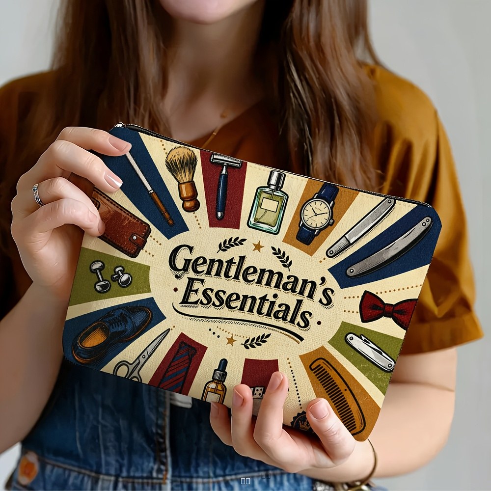 Trousse de Toilette Homme Vintage Gentleman Imprimée Organisateur Voyage Multifonction